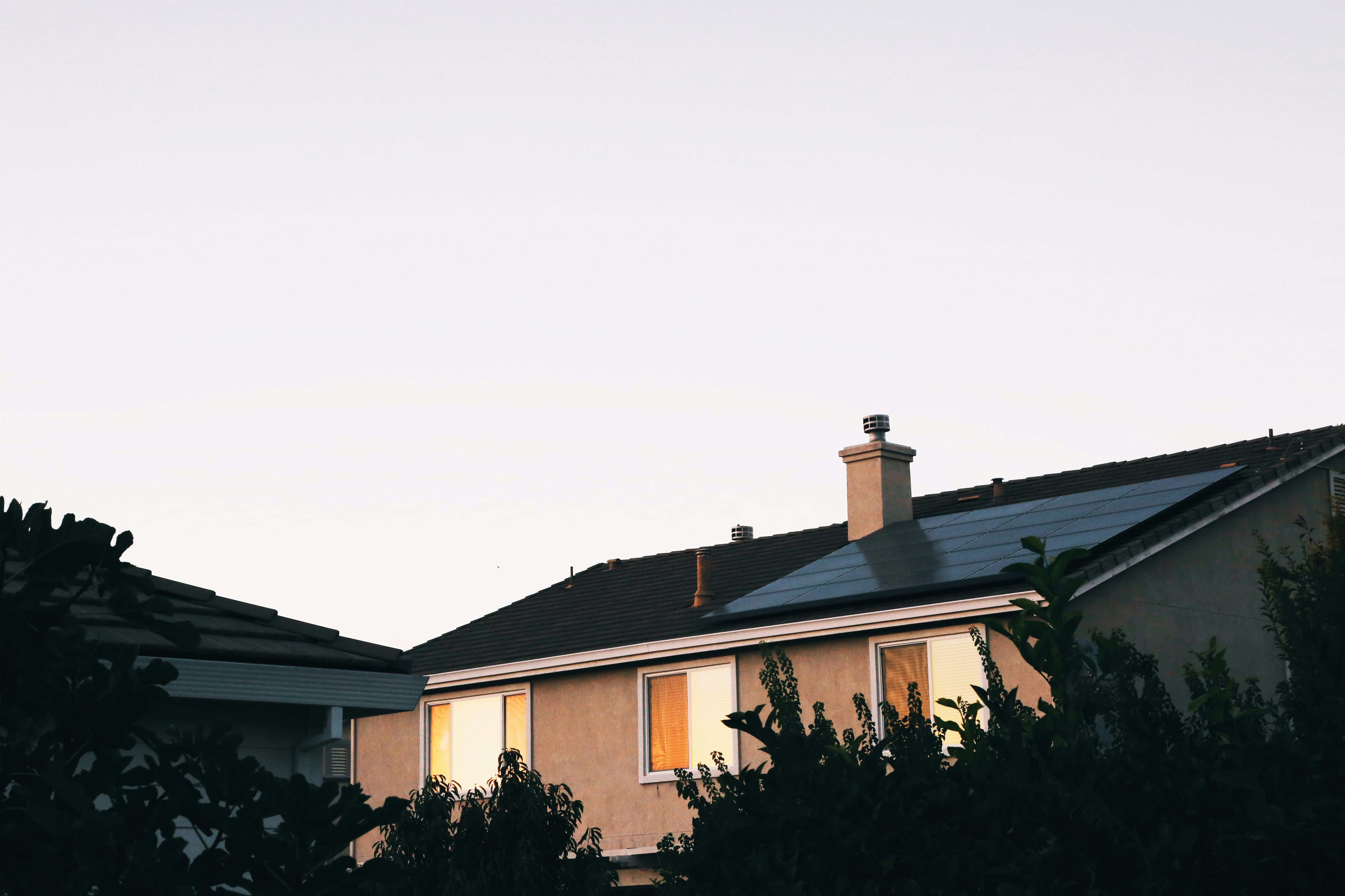 Modern solar panel installation on residential home